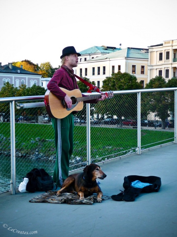 Уличный музыкант и его верный пёс